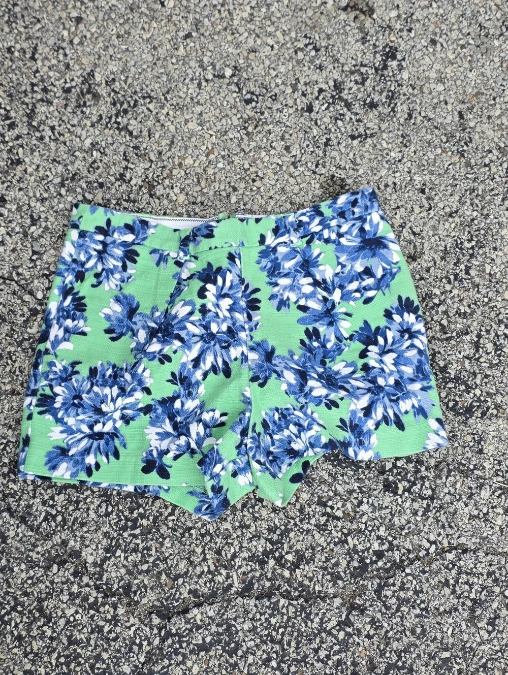 J. Crew Women's Cotton Green Floral High-Rise Bermuda Shorts Size 8